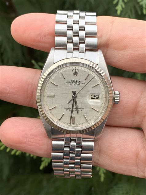 rolex datejust 1601 ghost dial|Rolex 1601 linen dial.